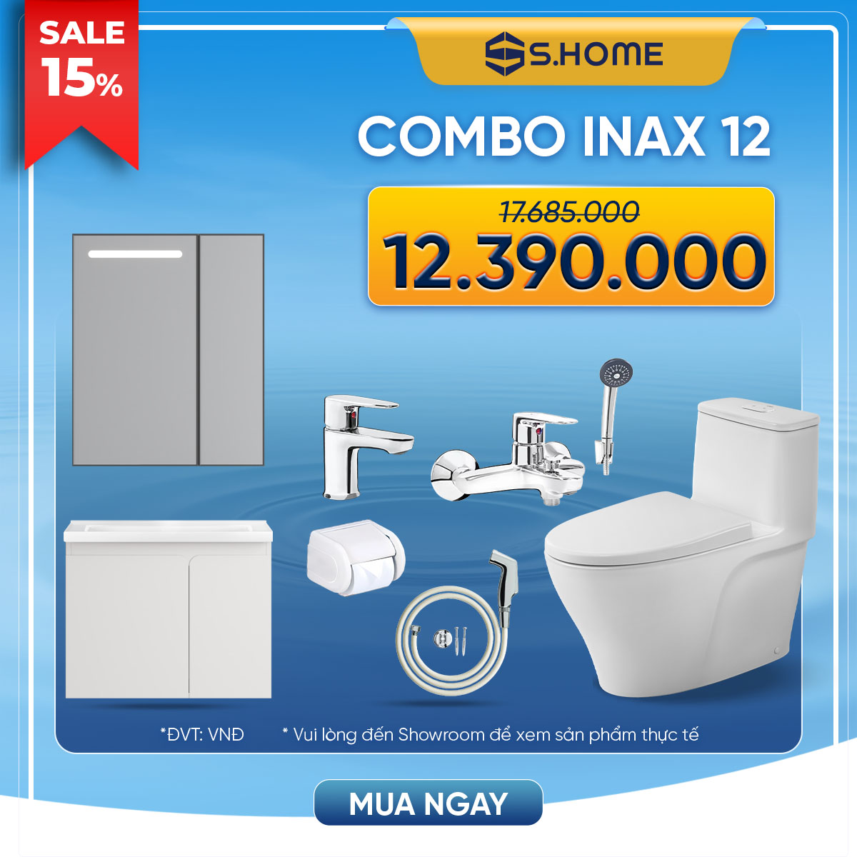 Combo Thiết Bị Phòng Tắm có tủ lavabo